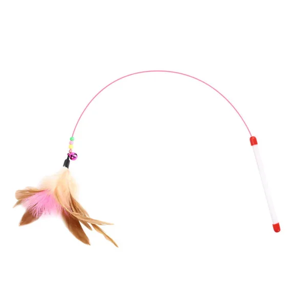 Colorful Feather Bell Cat Teaser Stick Toy