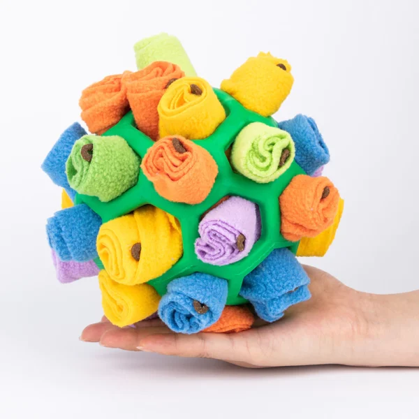 Rainbow Felt Snuffle Ball – Interactive Puzzle Feeder Dog Toy