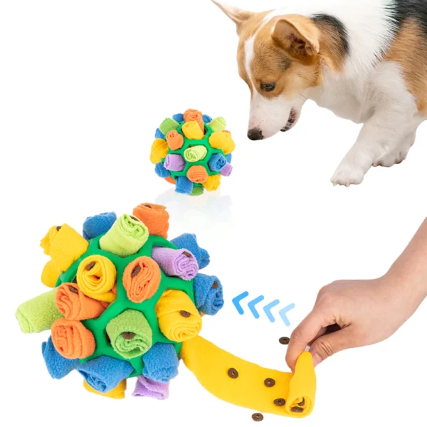 Rainbow Felt Snuffle Ball – Interactive Puzzle Feeder Dog Toy