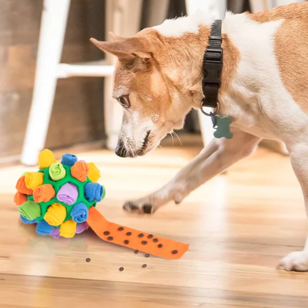 Rainbow Felt Snuffle Ball – Interactive Puzzle Feeder Dog Toy