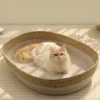 Cat Bed Handwoven Rattan Pet Sleeping Nest Basket Comfortable Breathable Dog Bed Large Scratch-resistant Bite-resistant