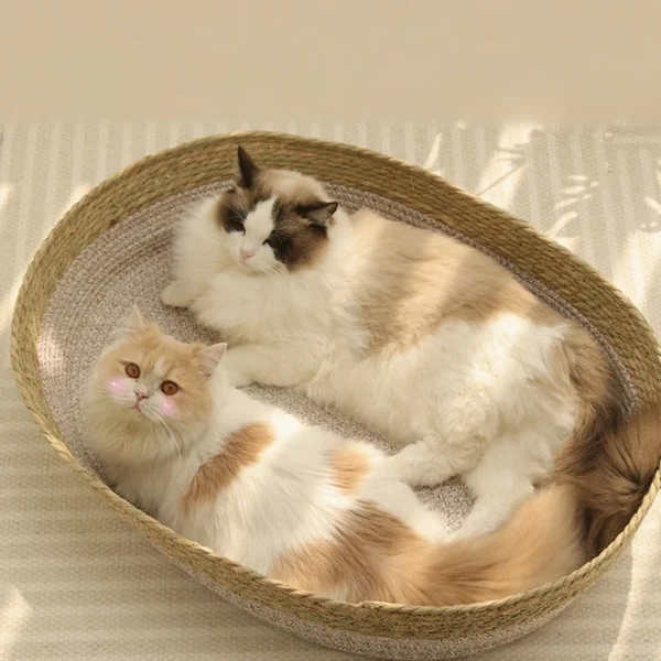 Cat Bed Handwoven Rattan Pet Sleeping Nest Basket Comfortable Breathable Dog Bed Large Scratch-resistant Bite-resistant