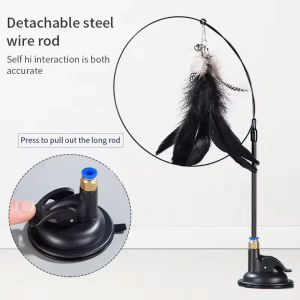 Cat Teaser Stick Toy with Bell & Suction Cup