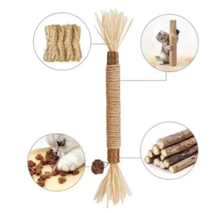 Cat Chew Stick – Natural Teeth Cleaning Silvervine & Hemp Rope Toy (21cm)