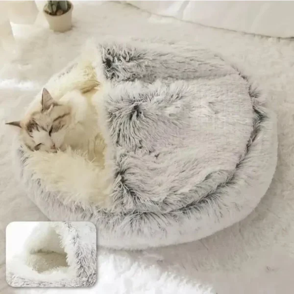 sg-11134201-7repz-m8k88jyyx80091.webp 2-in-1 Round Pet Bed for Dog & Cat, Soft Breathable Pet Sleep Mat, Winter Kennel Semi-enclosed Style Cat Bed