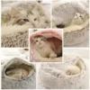 sg-11134201-7reqo-m8k85ti2zbuob4.webp 2-in-1 Round Pet Bed for Dog & Cat, Soft Breathable Pet Sleep Mat, Winter Kennel Semi-enclosed Style Cat Bed