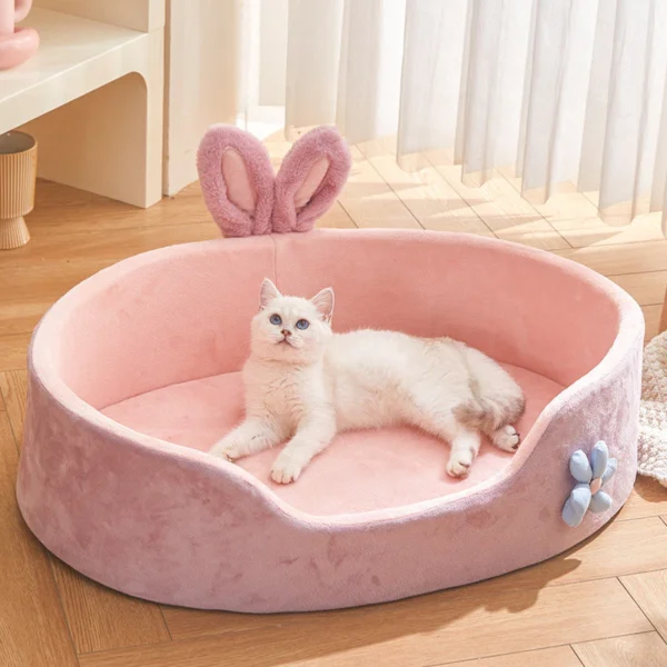 sg-11134201-821em-mgnh62uj5wr1af.webp All-Season Pet House Washable, Cat Bed & Dog Pad, Detachable Pink Pet Bed, Soft Orthopedic Support, Non-Slip Bottom