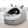 Cozy Cat Bed Cave House Soft Plush Kennel for Kittens Small Dogs, Warm Pet Sleeping Bed with Hanging Ball Toy