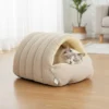 sg-11134201-822z4-mo83w3n3cwsm39.webp Warm Enclosed Cat Bed Corduroy Plush Cats Tent Calming Pet Nest Cave for Cats Dogs