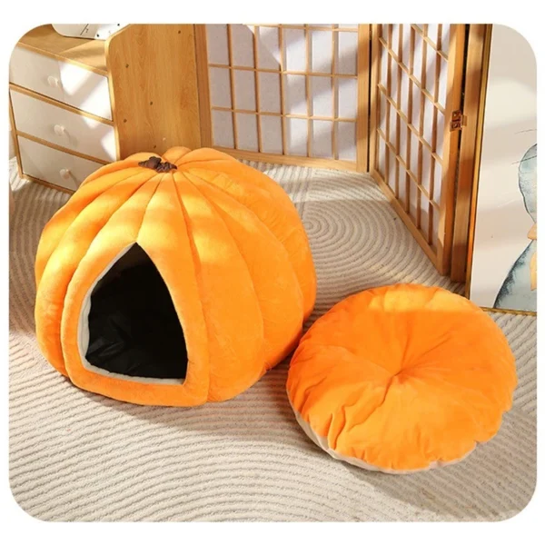 sg-11134201-824hs-me6nrkdunncy60.webp Pumpkin Cat Nest Closed Cat Nest Anti Dirty Sleep Mat Pet Nest Removable Warm Cute Perkara Kucing