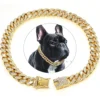 Pet Dog Cuban Chain Collar – Fashion Metal Necklace, Domineering Luxury Dog Collar with Safety Buckle