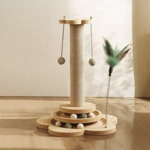 4 - in - 1 Cat Scratching Post with Interactive Toys | Interactive Pet Toy for Cats