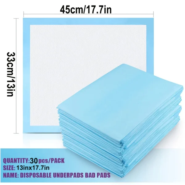 30pcs Super Absorbent Pet Training Pads (33 × 45cm) | Pet Hygiene & Cleaning Supplies for Cats & Dogs