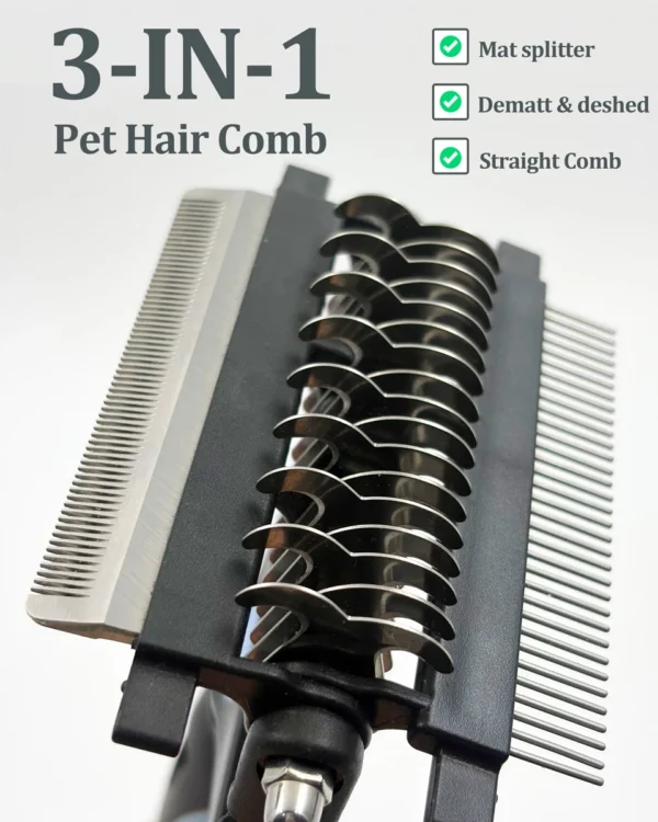 S69653c4b4262449e875b0e18a1c10db3R.webp 3 - in - 1 Undercoat Rake & Grooming Brush for Dogs & Cats | Pet Grooming & Care Supplies for Dogs & Cats